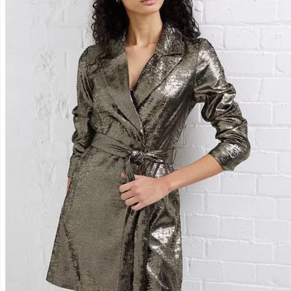French Connection Alara Molten Metallic Dress size 8 NWT